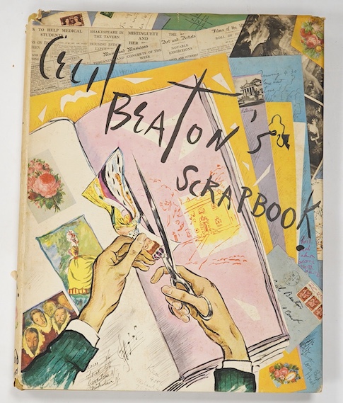 Beaton, Cecil - Scrapbook, 1st edition, 2nd printing, 4to, with illustrations, some in colour, yellow cloth with unclipped pictorial d/j, ink presentation inscription to front fly leaf, dated Christmas 1937, Batsford, 19